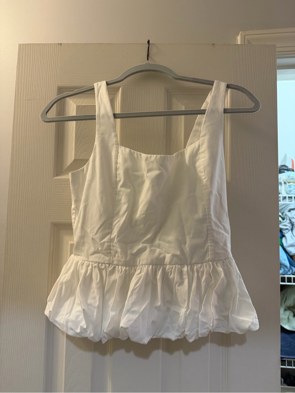 Abercrombie & Fitch White Peplum Camisole Tank
